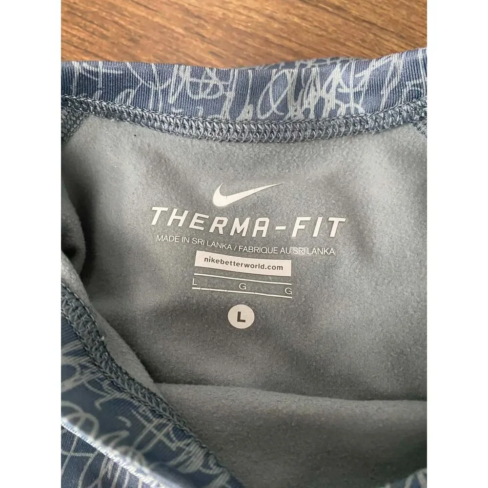 Nike Woman's Large Gray Abstract Scribble Print Long Sleeve Athletic Top